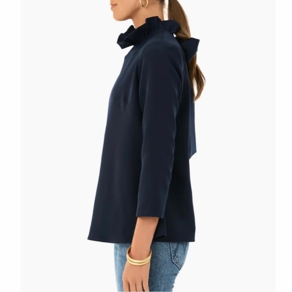 Tuckernuck Faye Bow Blouse Top-Navy-Women’s XXS & XL-Preppy-Feminine-Modest-NEW - Picture 3 of 16